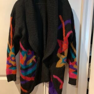 Rafaella Black Multicolor Patterned Cardigan